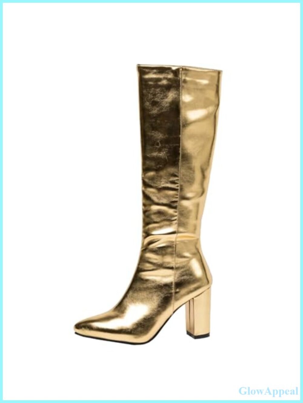 Knee High Boots Pointed Toe Chunky Block Heel Faux Leather Winter Shoes